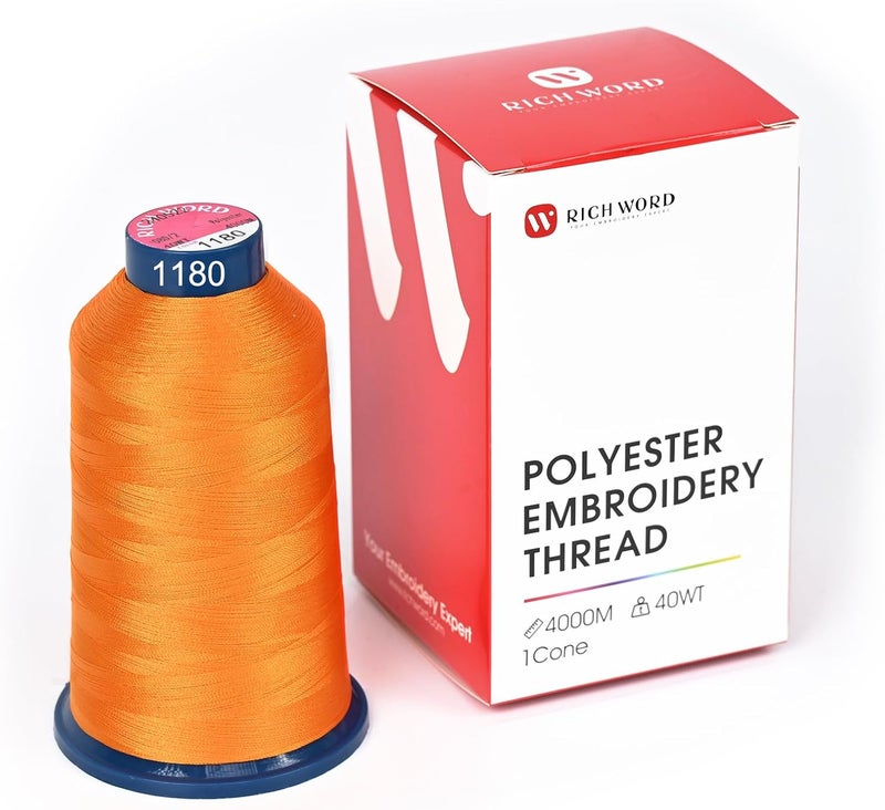 Poolin Richword Selected Yellow Embroidery Thread 4000M(4374Y) 40WT Polyester Thread 100 Colors Selected for Commercial Multi Needles and Single Needle Embroidery Machine 1180 - Image 1